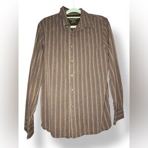 American Eagle Outfitters Men's Black and Gray Striped Shirt